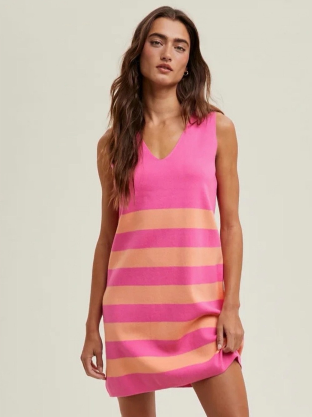 Wishlist Retro Lightweight Barbiecore Knit Sweater Stripe Sleeveless Mini Dress
